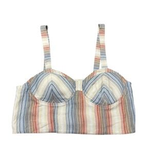 American Eagle Chevron Striped Padded Cropped Tank Top Pink Blue Size Medium